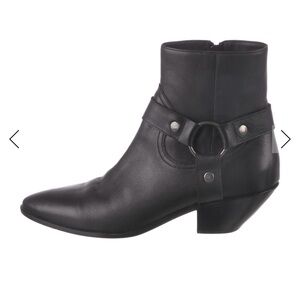 Saint Laurent Black Leather Moto Boots Sz 12 EU 42